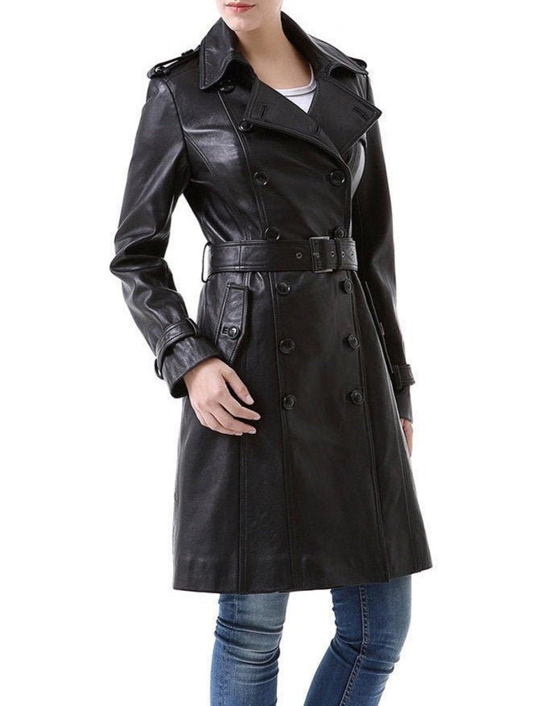 Handmade Women's Genuine Lambskin Leather Celebrity Trench - Etsy