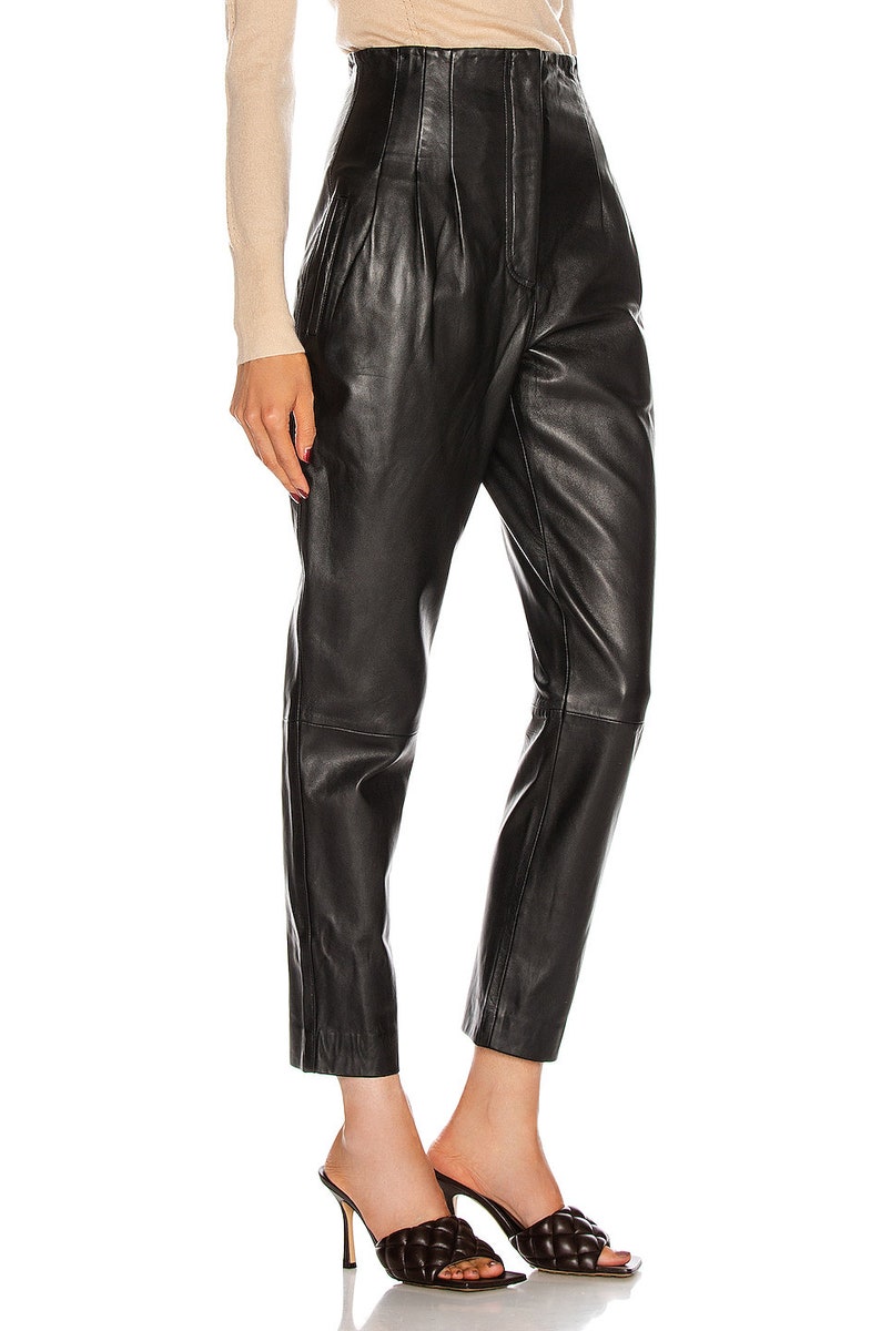 Women’s Black Lambskin Leather Pants main image 1