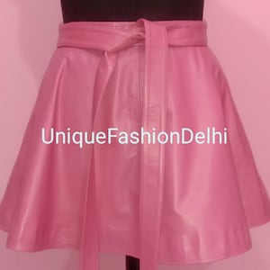 Handmade Lambskin Leather Mini Skirt: A-Line Vintage Style