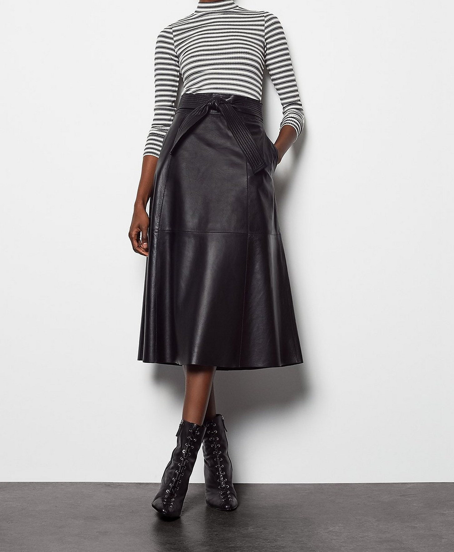 Handmade Women's Genuine Lambskin Leather Skirt Outfit - Etsy