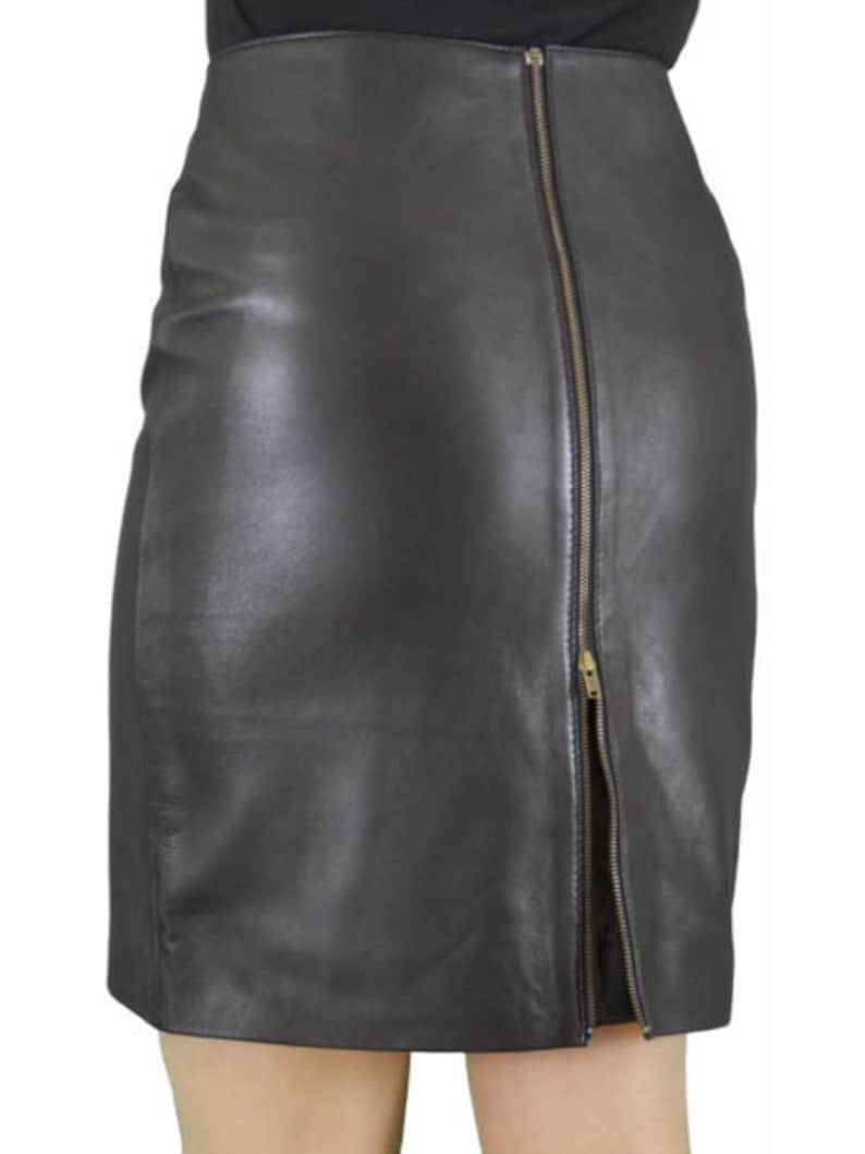 Women's Genuine Lambskin Leather Skirt Short Blue main image 1