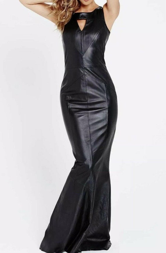 chinese dress ladies TAKE ME OUT FAUX LEATHER MAXI DRESS IN BLACK – AKIRA main image 0