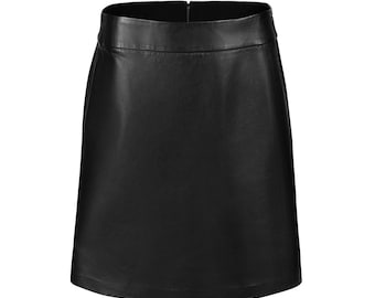 Handmade Lambskin Leather Mini Skirt: Vintage Style