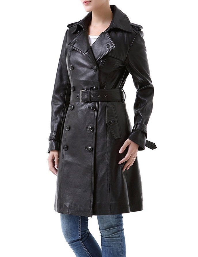 Handmade Women's Genuine Lambskin Leather Celebrity Trench - Etsy