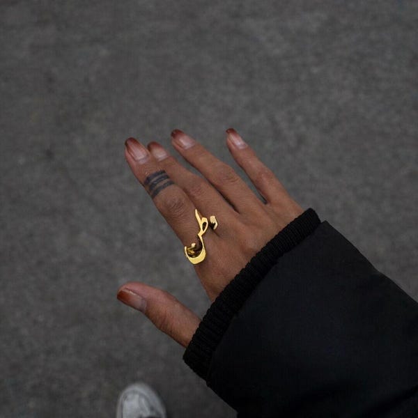 Adjustable Stainless Steel Ring: Persian Calligraphy 'Vatan' Unisex Band