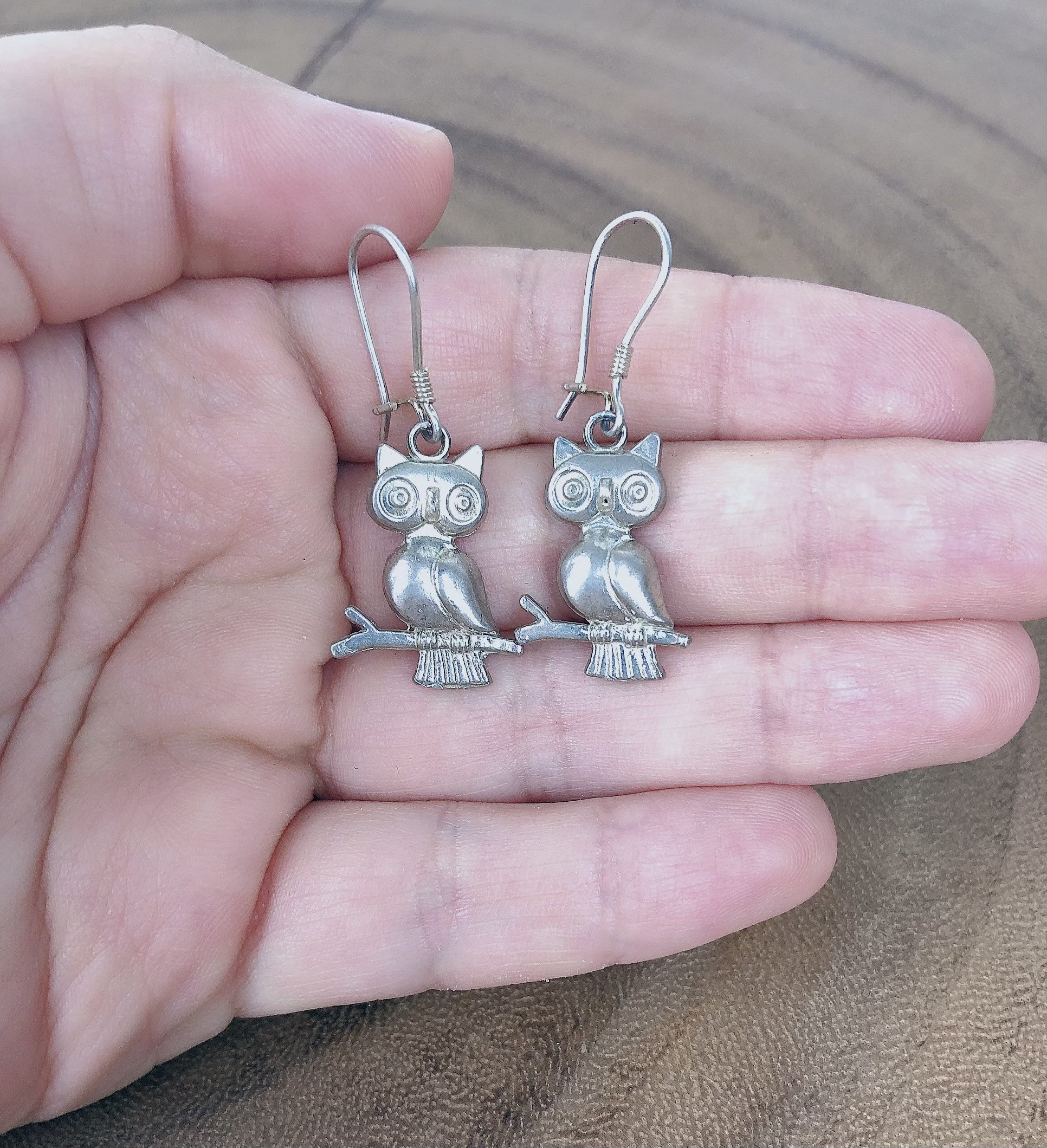 Sterling Silver Owl Earrings: Handmade Nature Inspired Jewelry, fun jewelry, christmas gift