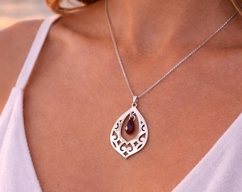 Handmade Sterling Silver Swarovski Crystal Necklace: Persian Eslimi Design