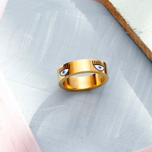 Stainless Steel Evil Eye Ring: Protection Band, Stacking Jewelry