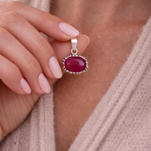 Handmade Ruby Pendant: 925 Sterling Silver Gemstone Necklace
