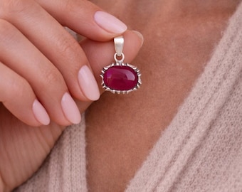 Handmade Ruby Pendant: 925 Sterling Silver Gemstone Necklace