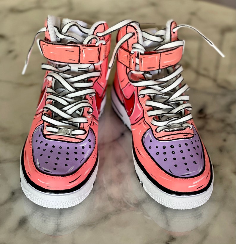 Custom Painted Cartoon Style Air Force 1 High Tops - Etsy