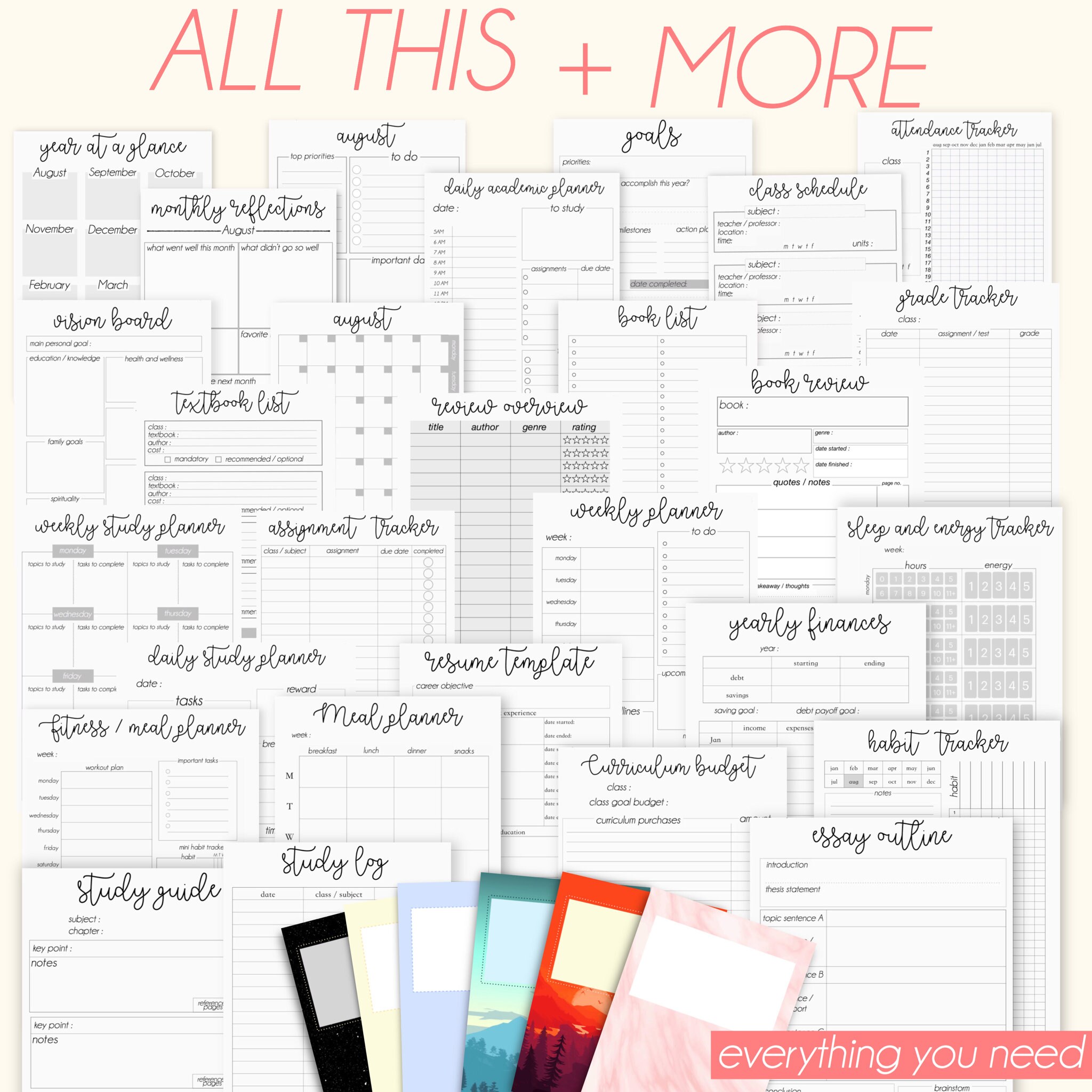 Digital Student Planner, Printable Student Planner Study Organizer ...
