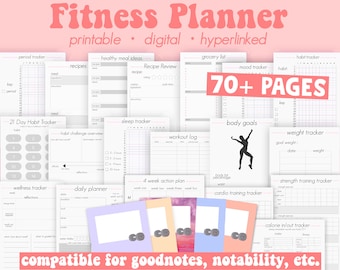 Digital Fitness Planner, Digital Workout Planner, Planner for Goodnotes, Notabability, Hyperlinked, Ipad Planner, Minimalistic planner