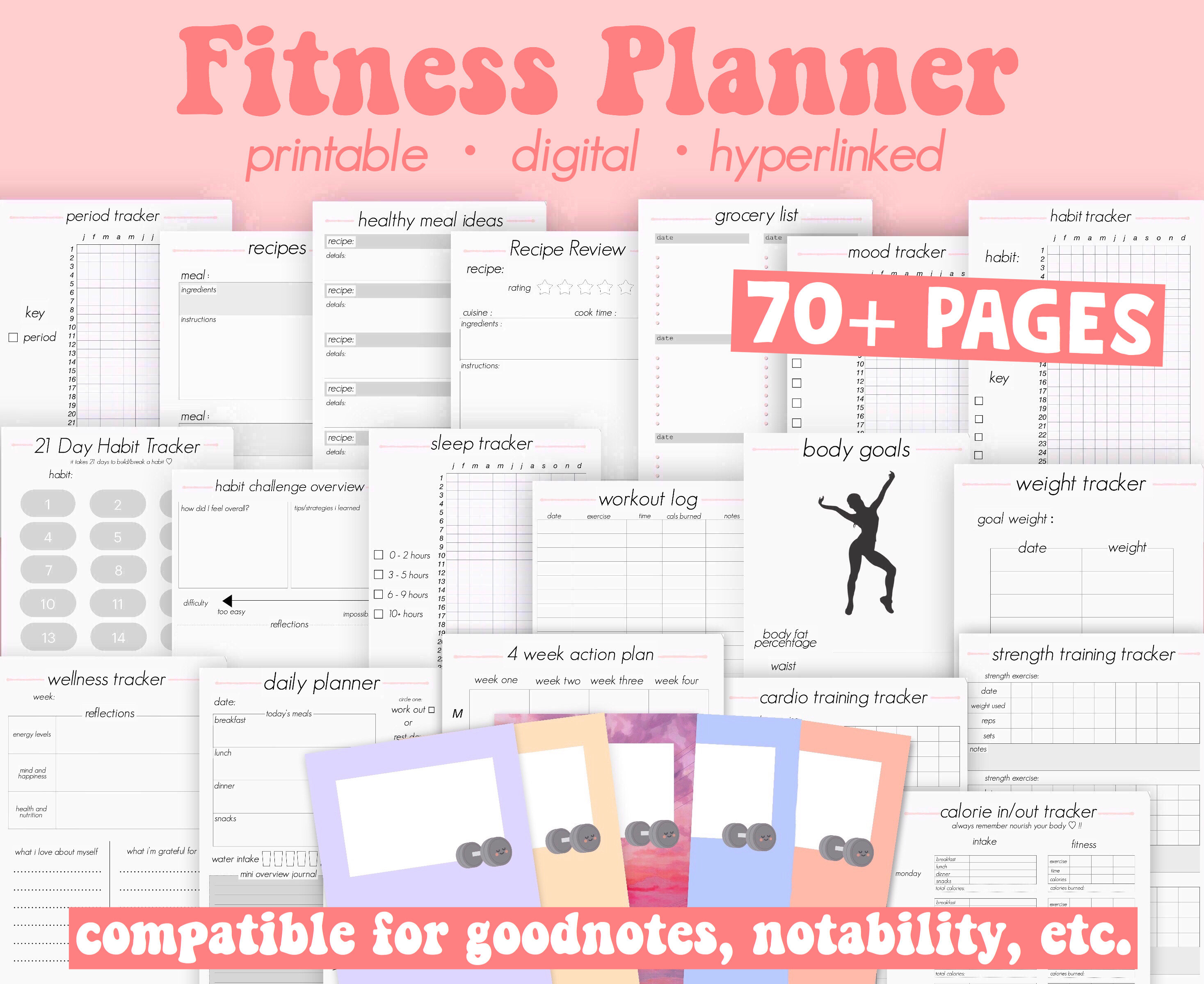 Digital Fitness Planner Digital Workout Planner Planner for Etsy