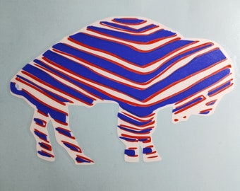 Buffalo Football custom made ZUBAZ Standing Buffalo Sticker Decal Style, Triple Color(5x3.5)!