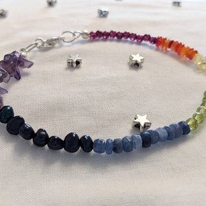 Healing genuine gemstone chakra bracelet 925 sterling silver clasp
