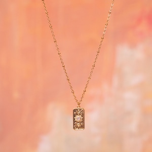 Sun-Tarot-Kartenanhänger, Sonne und Mond, Die Sonnenanhänger, Gold filled Halskette, Satellitenkette