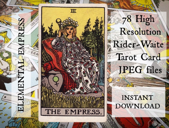 Full Tarot Deck, Printable, Digital, Rider-Waite Instant Download.