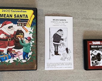 MEAN SANTA Atari 2600 videogame cartridge and manual homebrew VCS retro classic video game