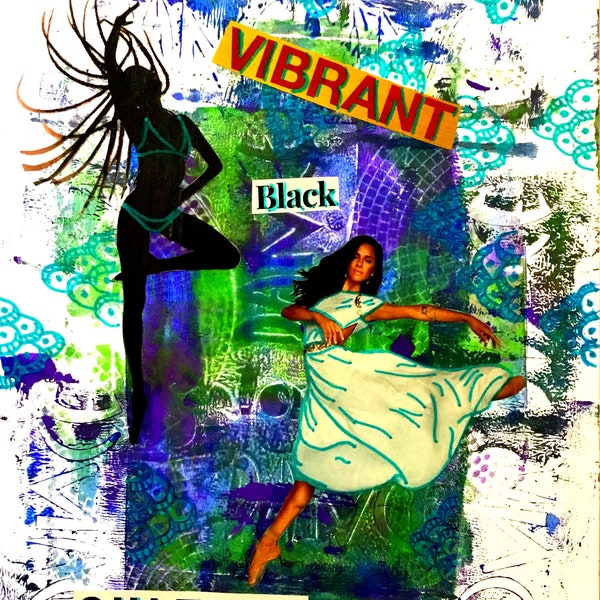 Vibrant Black Culture Collage Printable Download, African American Art, Black Culture, Dancer, Inspirational, Ballerina,Empowering, Wall Art