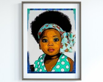 Natural Baby Girl Poster, Black Girls, Children, Toddlers, Cute Kids