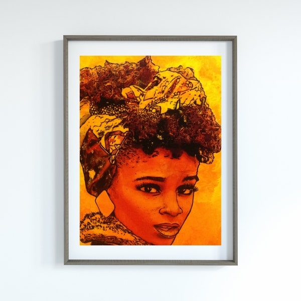 Sassy Poster, African American, African American Art, Black Culture, Empowering, Inspirational, Black Women, African Head Wrap, Portrait