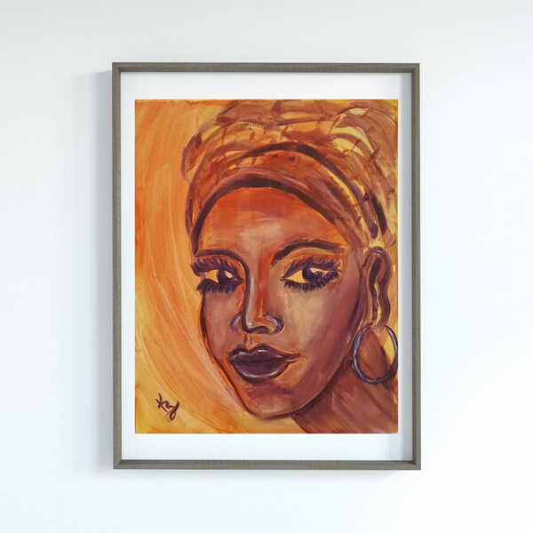 Wendy Poster, African American, African American Art, Black Culture, Empowering, Inspirational, Black Women, African Head Wrap, Portrait