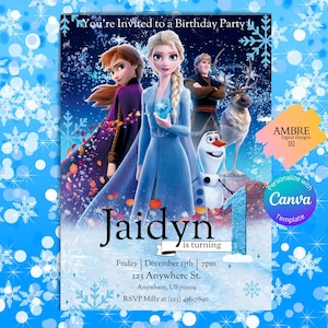 Elsa and Anna Frozen Birthday Invitation: Winter Princess Party (Digital Template)