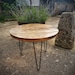 Rustic Round Coffee Table / x3 Black Hairpin Legs / Reclaimed Scaffold Board Side Table / Handmade Farmhouse End Table / Modern Table