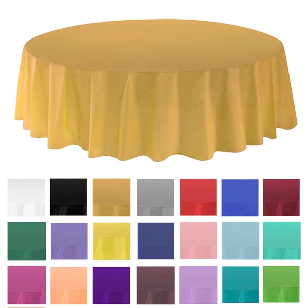 Allgala 6-Pack Premium Plastic Table Cover Medium Weight Disposable Tablecloth-6PK Round 84"