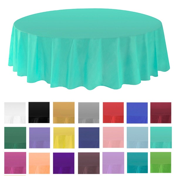 Allgala 12-Pack Premium 84“ Round Plastic Table Cover Medium Weight Disposable Tablecloth