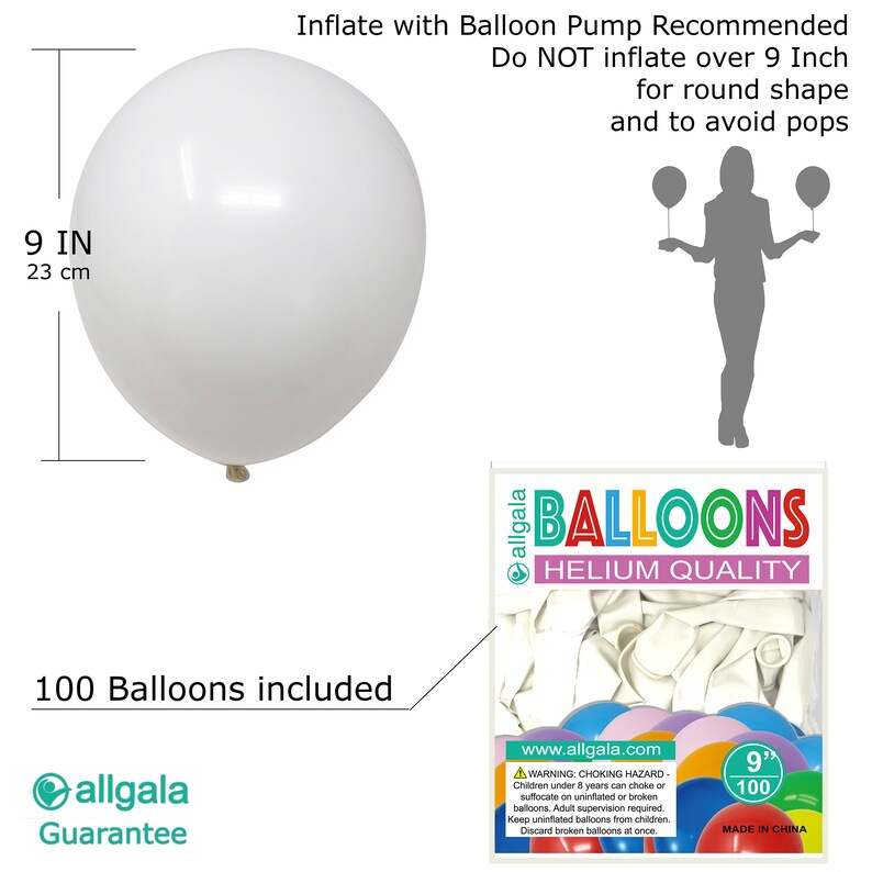 100ct Helium Grade Latex Balloons, 9 Inch Party Decor - Etsy