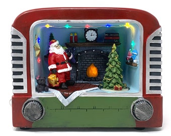 Allgala Crafted Polyresin Christmas House - Santa in Old TV-XH93409