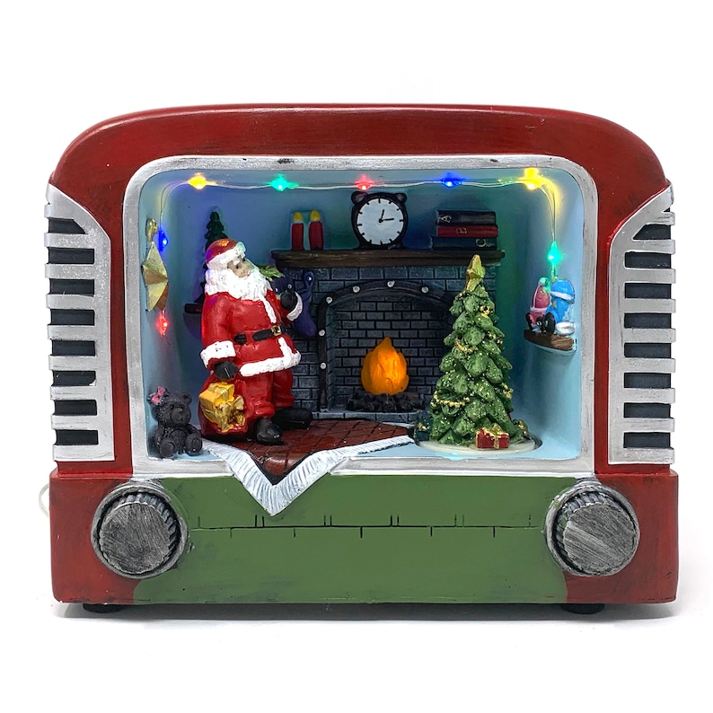 Allgala Crafted Polyresin Christmas House Santa in Old TV-XH93409 image 1