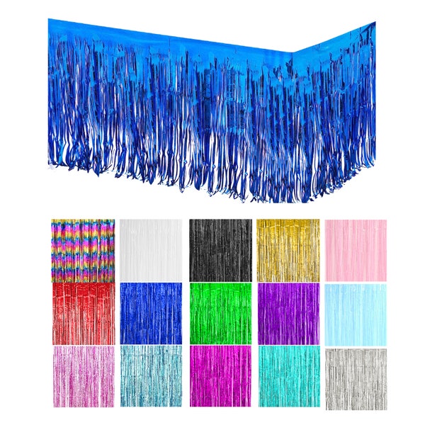 Allgala 2-Pack 29x108 Inch Metallic Foil Fringe Tinsel Table Skirts for Party Event Decoraton