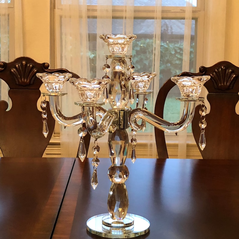 Allgala 5arm Crystal Candelabra Taper Candlestick Candle Etsy