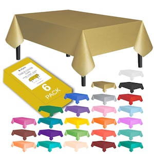 Allgala 6-Pack 54x108 In Rectangle Premium Plastic Table Cover Medium Weight Disposable Tablecloth