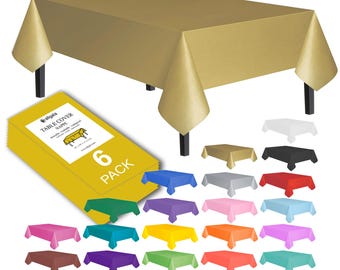 Allgala 6-Pack 54x108 In Rectangle Premium Plastic Table Cover Medium Weight Disposable Tablecloth