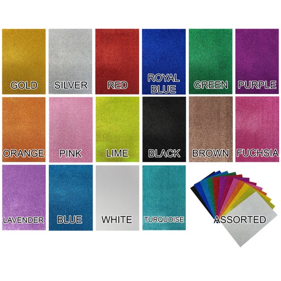 Allgala 12 Pack Self-Adhesive Glitter Eva Foam Paper 8 inch x 12 inch Sheets - Assorted Colors - Perfect for Kids Art Projects and Classrooms or