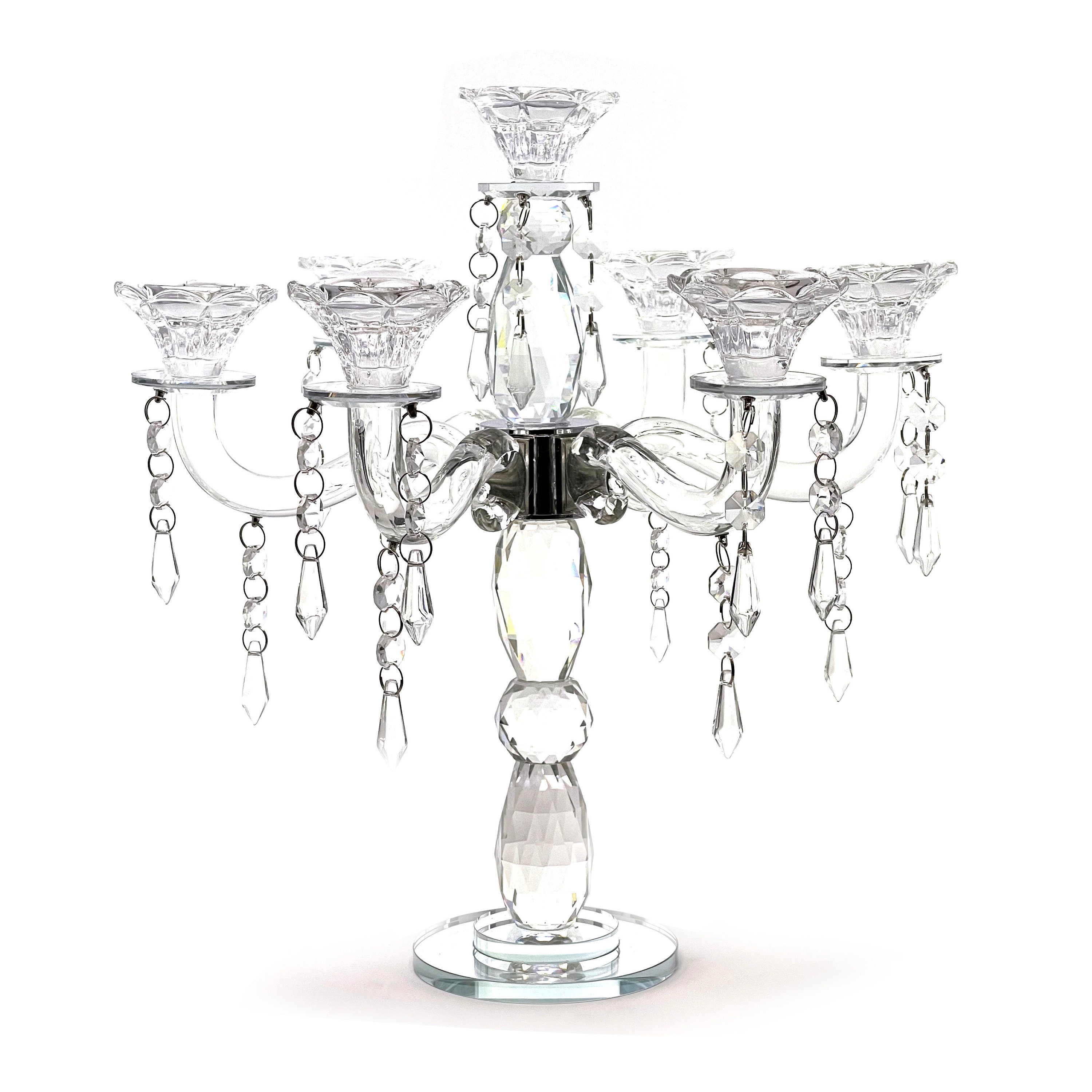 Emoshayoga Candelabro De Cristal: Candelabro Cilíndrico De Cristal Dorado De 13,8 Pulgadas De Alto Accesorios Para Cenas A La Luz De Las Velas De Boda Adecuado Para Bodas Y Ano Nuevo