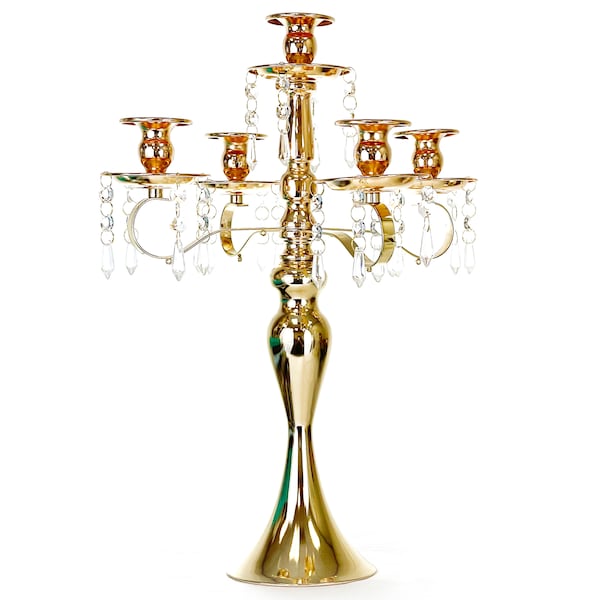 Allgala 18" 5-Arm Gold Plated Taper Candle Holder Candlestick Candelabra