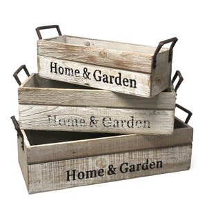 allgala 3-PC Set Holzboxen Pflanzer Trog für Blumentöpfe - Indoor Outdoor Dekoration - Lagerung Display Boxen