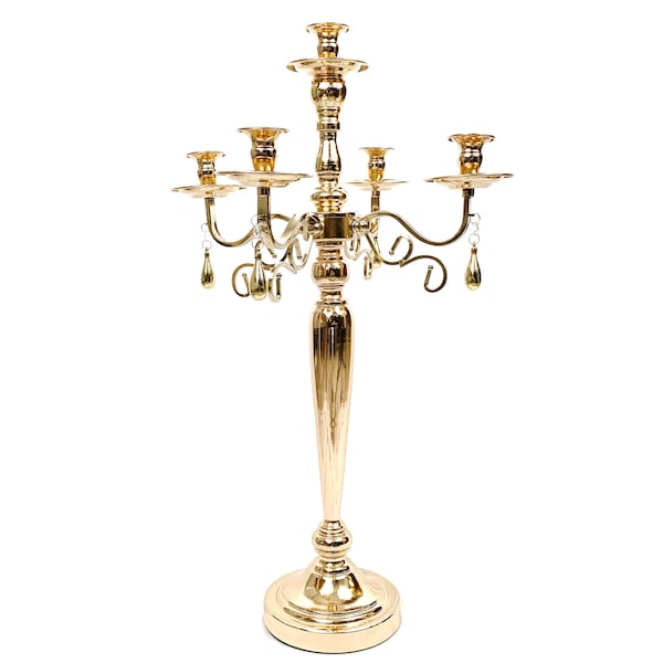 Allgala 26" 5-Arm Tall Gold Plated Taper Candle Holder Candlestick Candelabra