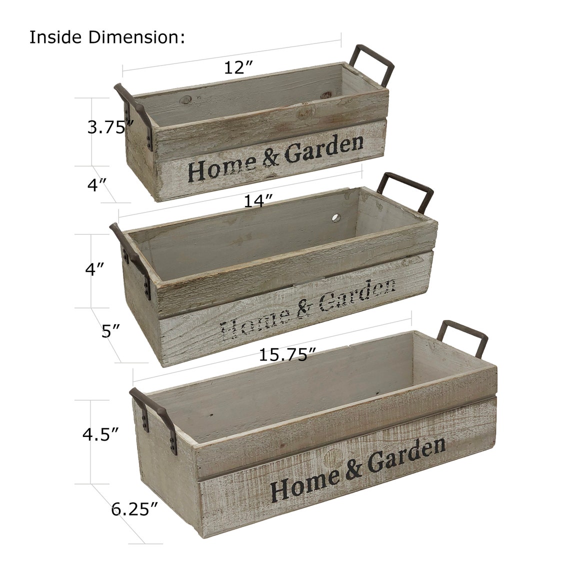 Rustic Wooden Planter Boxes - 3-PC Set, Home & Garden Decor - Etsy