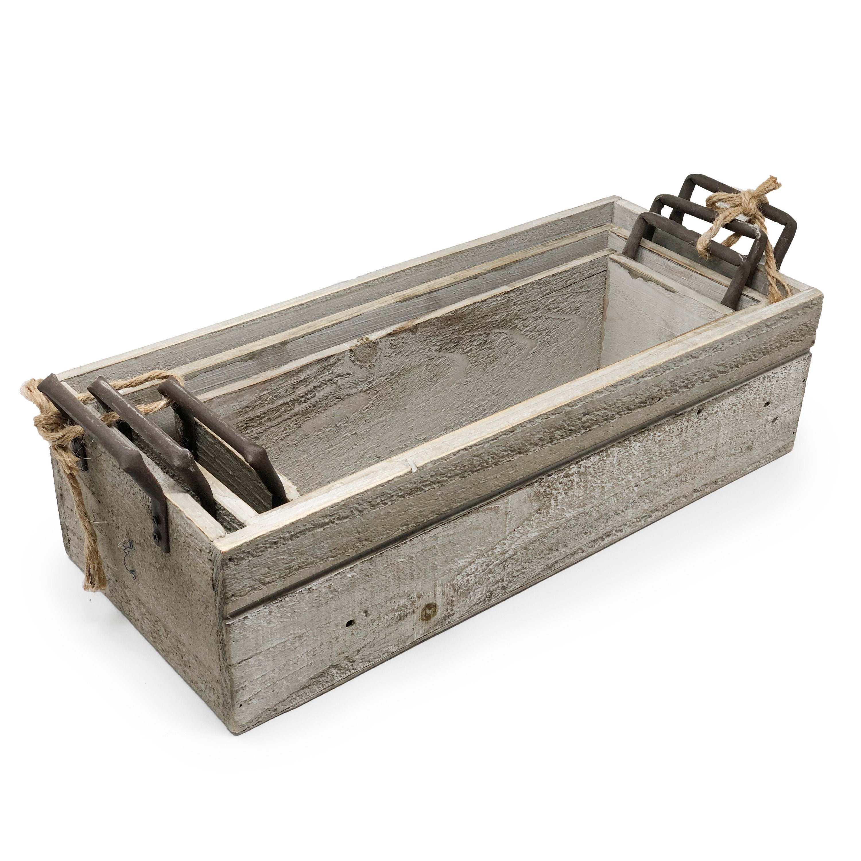 Rustic Wooden Planter Boxes - 3-PC Set, Home & Garden Decor - Etsy