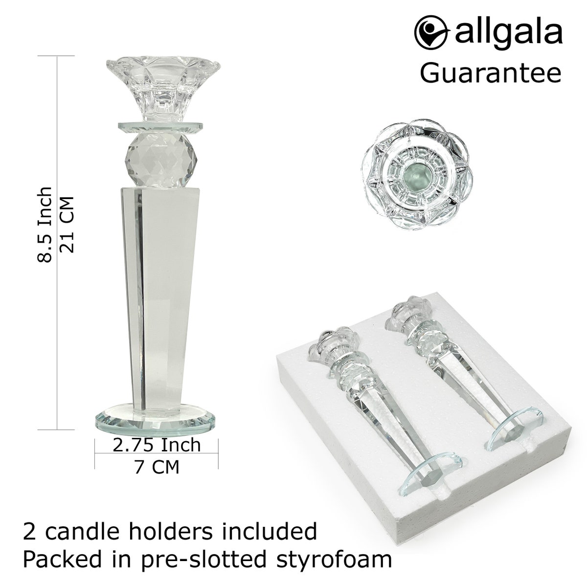 Allgala Set of 2 Crystal Glass, 8.5 inches