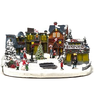 Allgala Crafted Polyresin Collectable Décor Christmas Village House -Diner and Tree in Village-XH93427