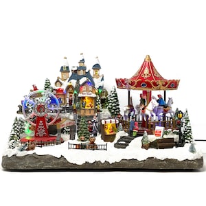 Allgala Crafted Polyresin Jumbo Christmas Village House Collectable Figurine-Carnival Carousel-XH93439