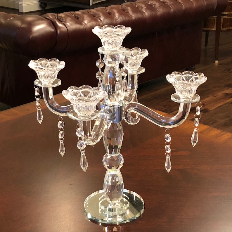 Allgala 5arm Crystal Candelabra Taper Candlestick Candle Etsy