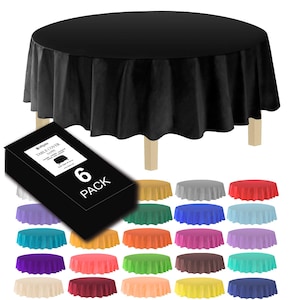 Allgala 6er Pack Premium Kunststoff Tischdecke Mittelschwere Einweg Tischdecken-6PK Runde 84&quot;
